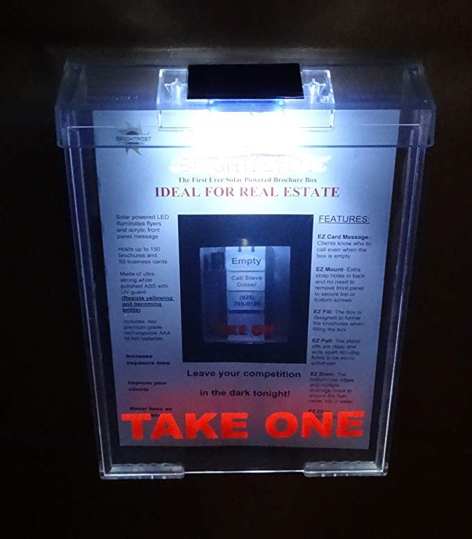 SOLAR Sign Post Mounted Lighted Clear Flyer Box (Add-On to your install)